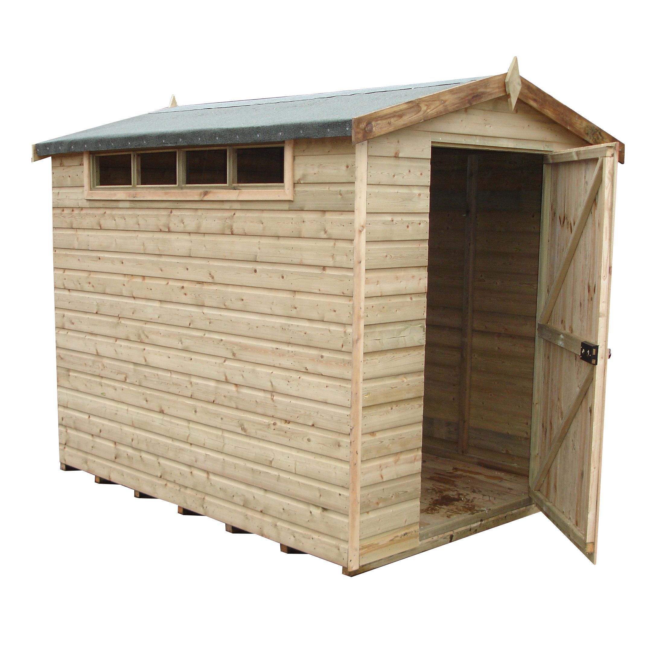 Shire Security Cabin 10x8 ft Apex Wooden Shed with floor & 4 windows - Assembly service included