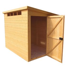 Shire Security Cabin 10x8 ft Pent Shiplap Wooden Shed with floor & 4 windows