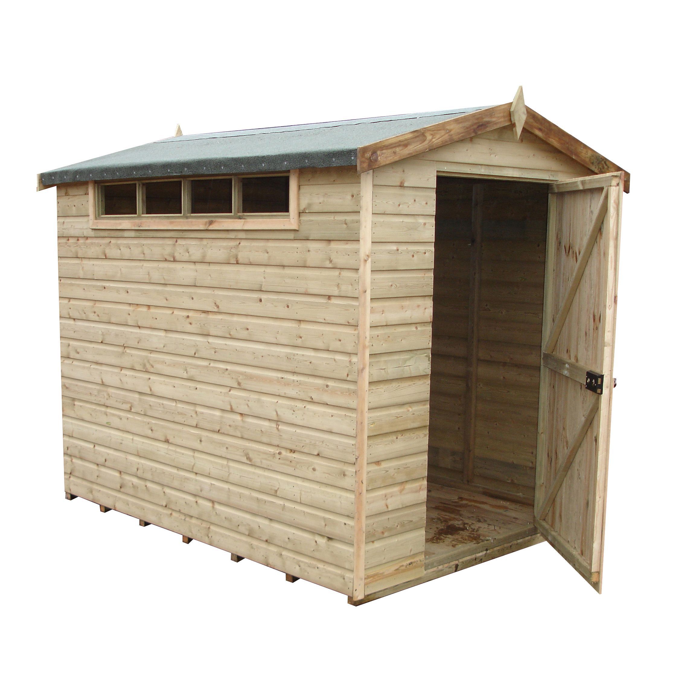 Shire Security Cabin 8x6 Ft Apex Shiplap Wooden Shed With Floor & 3 ...