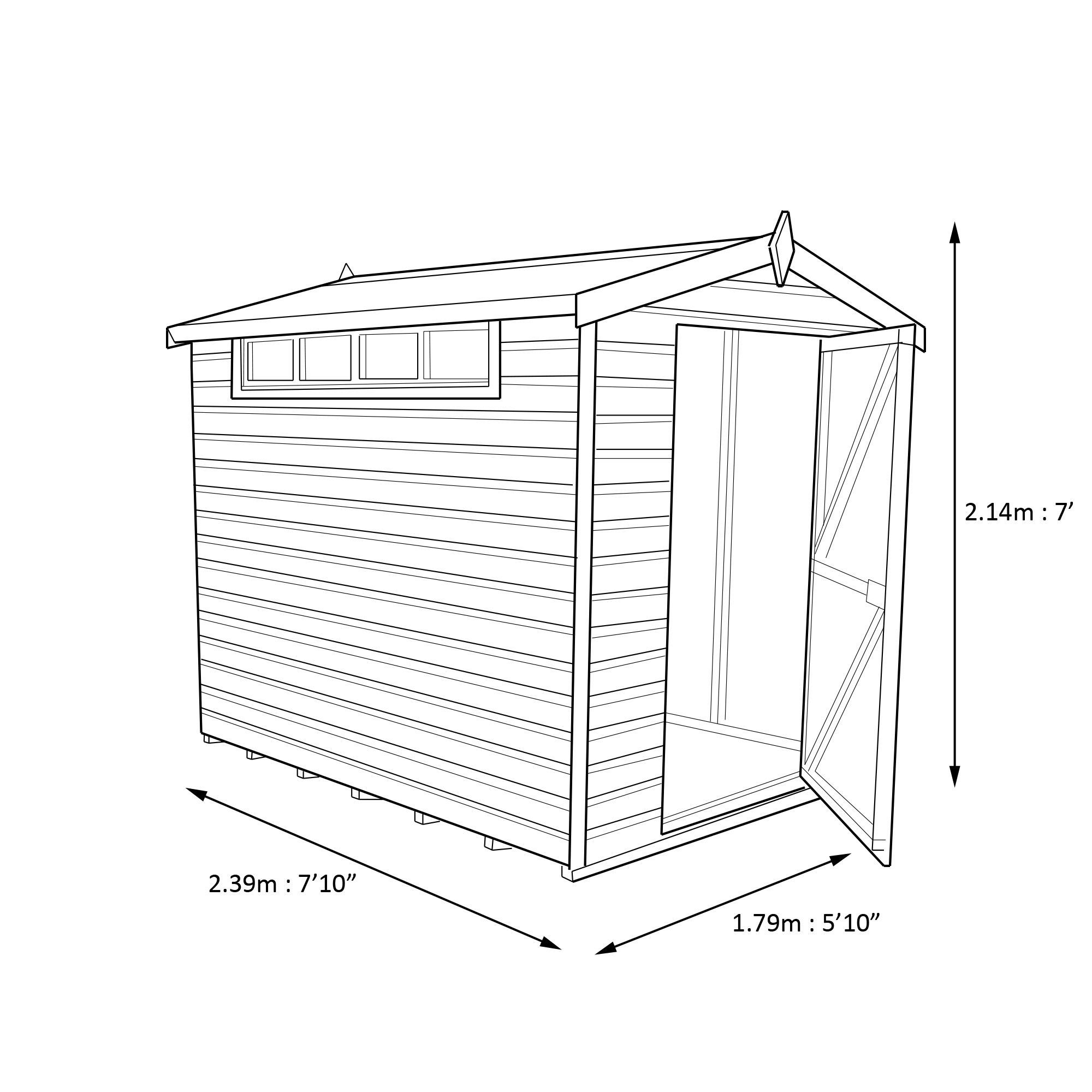Shire Security Cabin 8x6 ft Apex Wooden Shed with floor & 3 windows