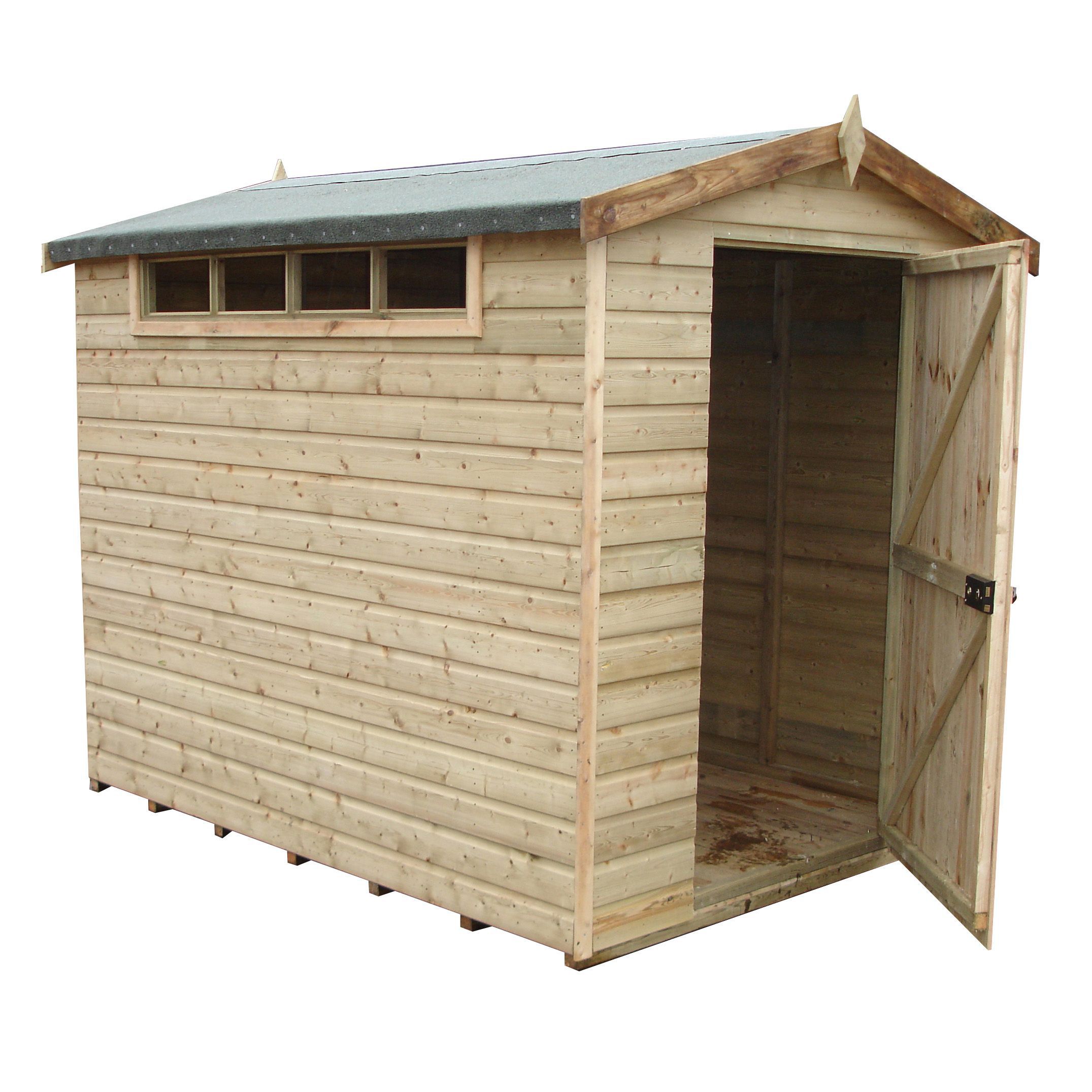 Shire Security Cabin 8x6 ft Apex Wooden Shed with floor & 3 windows