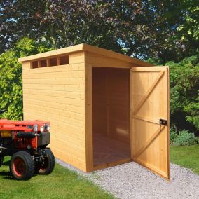 Shire Security Cabin 8x6 ft Pent Shiplap Wooden Shed with floor & 3 windows - Assembly service included