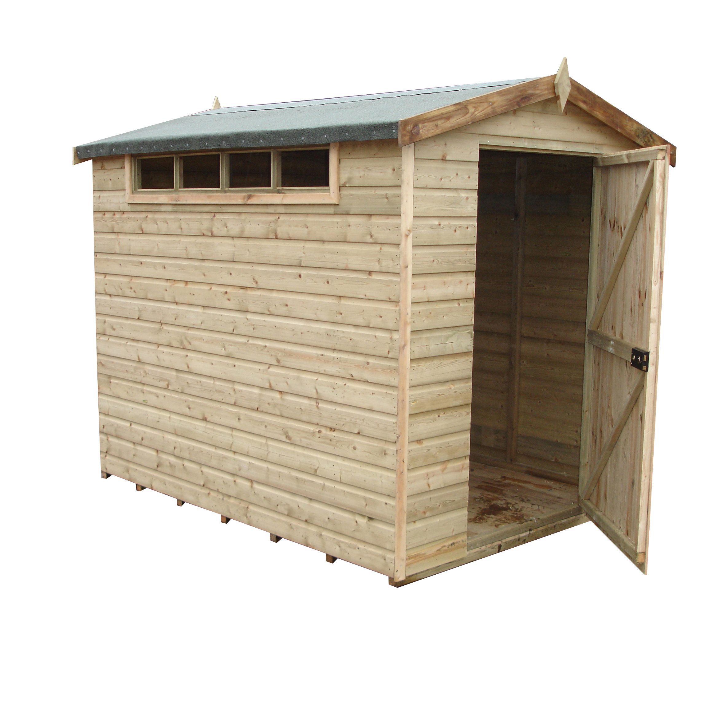 Shire Security Cabin Shiplap 10x10 ft Apex Wooden Dip treated Shed with floor & 2 windows