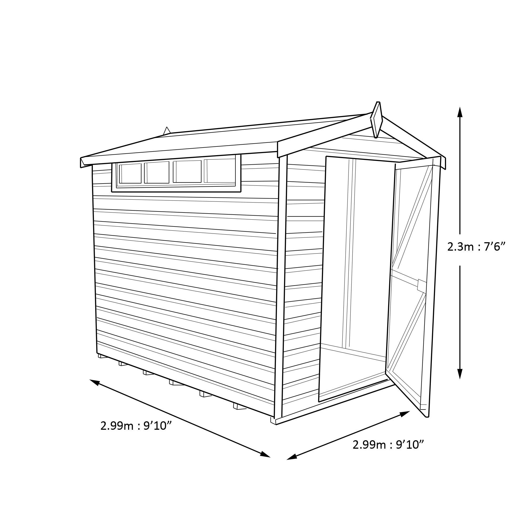 Shire Security Cabin Shiplap 10x10 ft Apex Wooden Dip treated Shed with floor & 2 windows