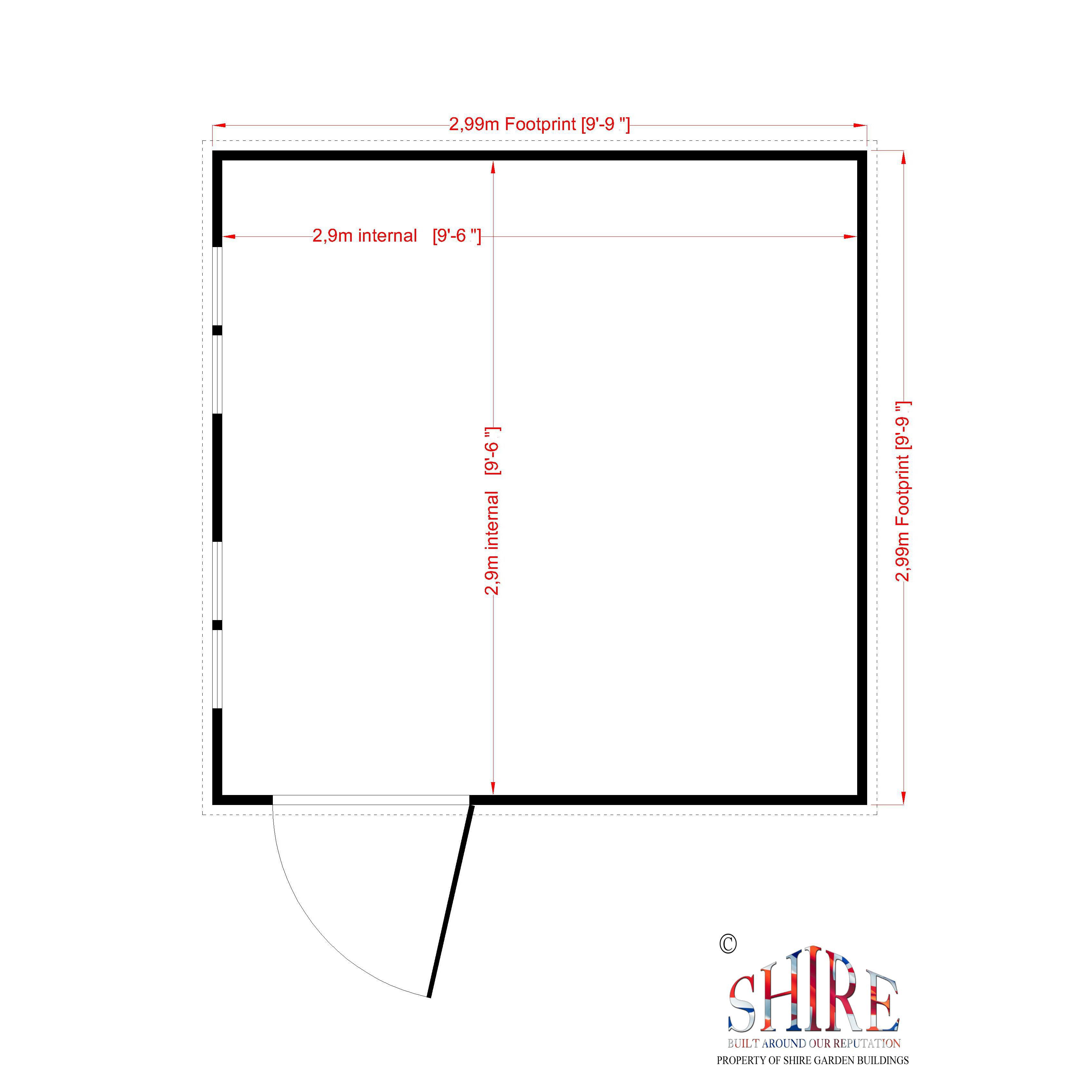 Shire Security Cabin Shiplap 10x10 ft Pent Wooden Dip treated Shed with floor & 4 windows - Assembly service included