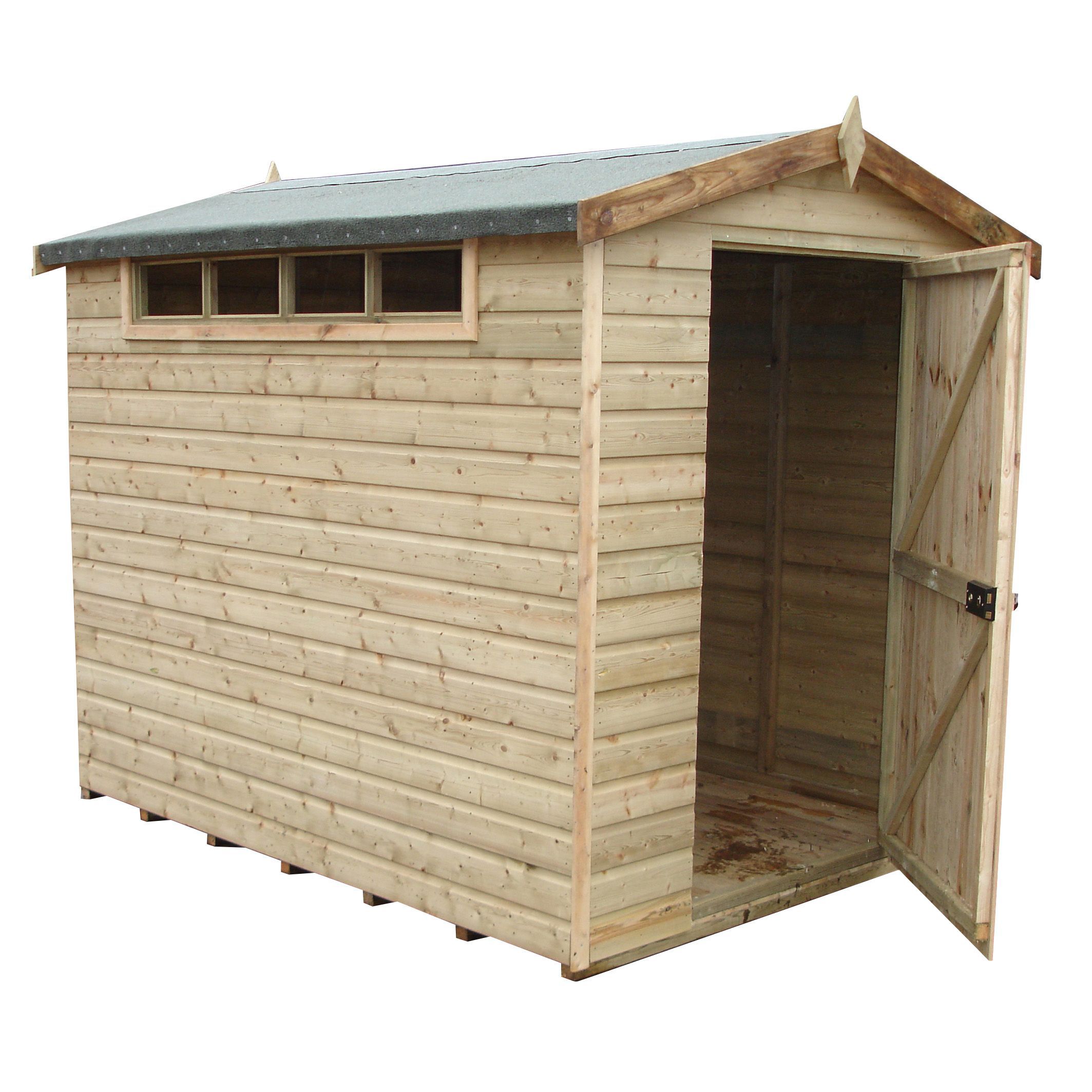 Shire Security Cabin Shiplap 10x6 ft Apex Wooden Dip treated Shed with floor & 4 windows - Assembly service included