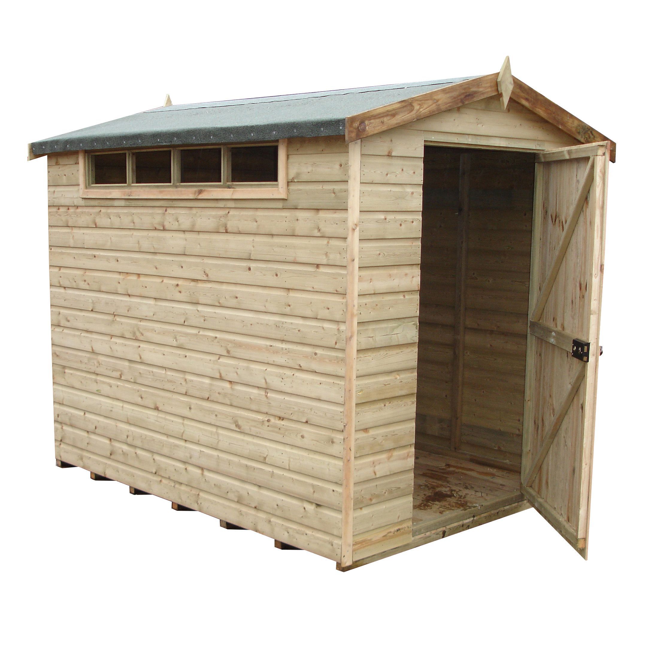 Shire Security Cabin Shiplap 10x6 ft Apex Wooden Dip treated Shed with floor & 4 windows