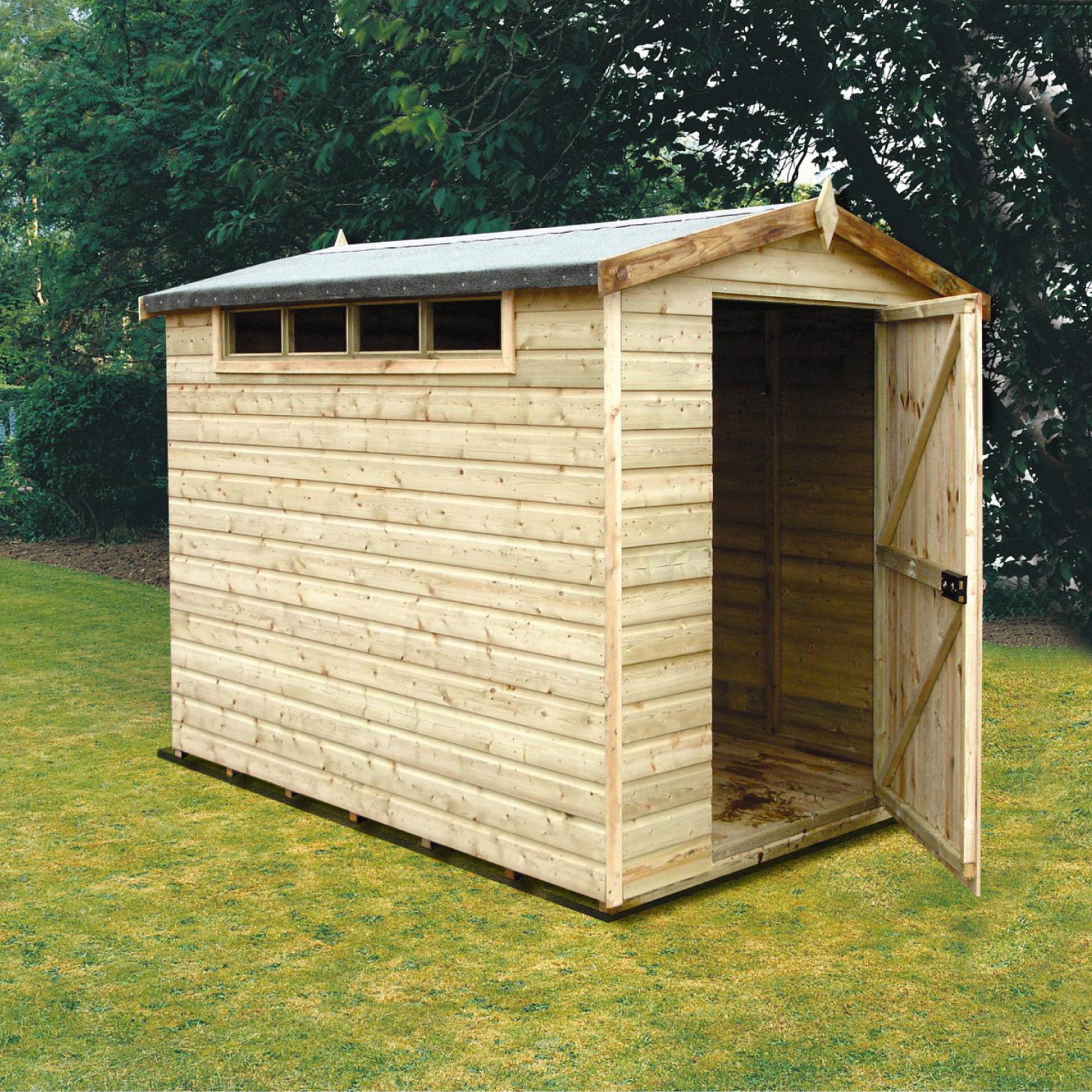 Shire Security Cabin Shiplap 10x6 ft Apex Wooden Dip treated Shed with floor & 4 windows