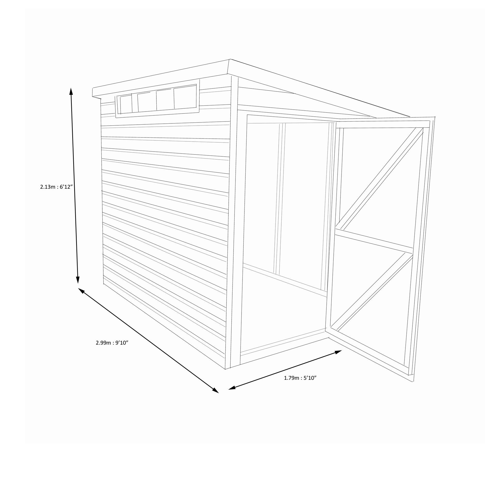 Shire Security Cabin Shiplap 10x6 ft Pent Wooden Dip treated Shed with floor & 4 windows - Assembly service included