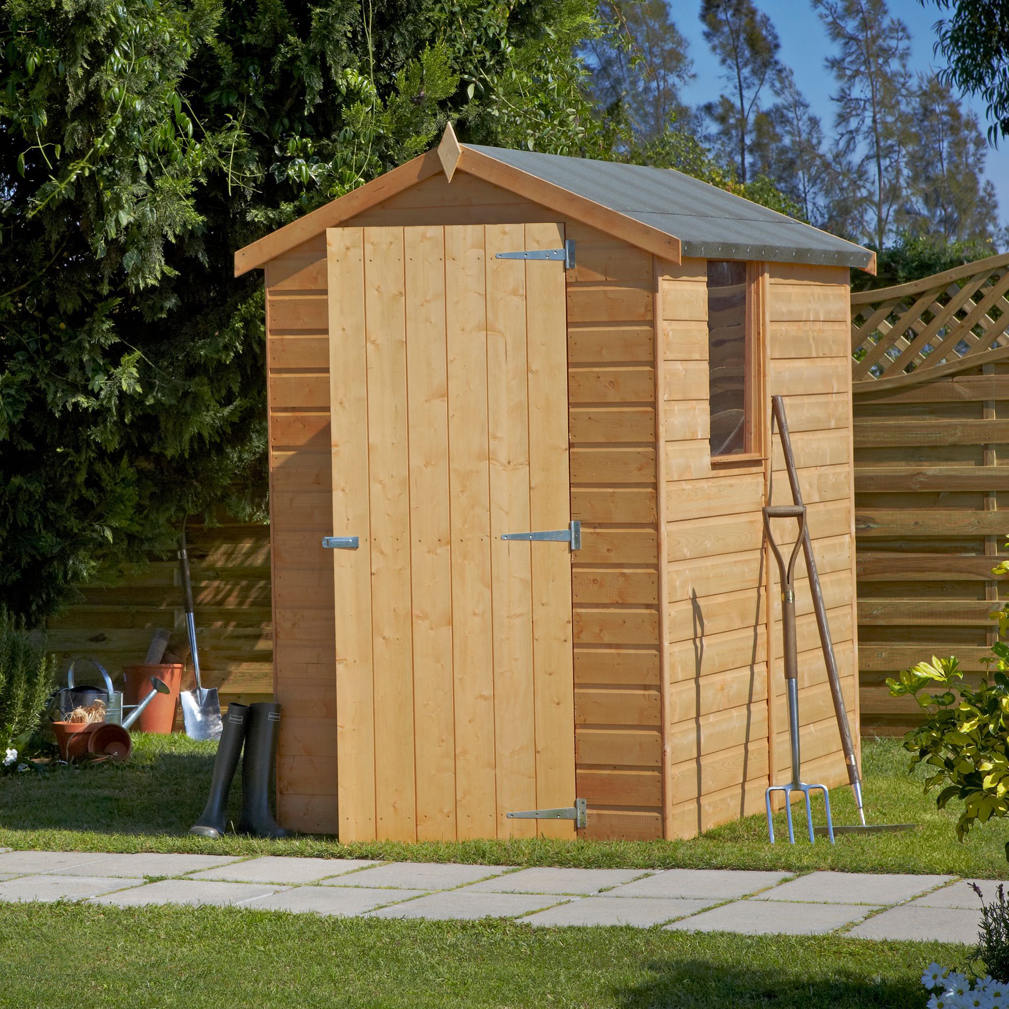 Shire Shetland 6x4 ft Apex Wooden Shed with floor & 1 window (Base included) - Assembly service included