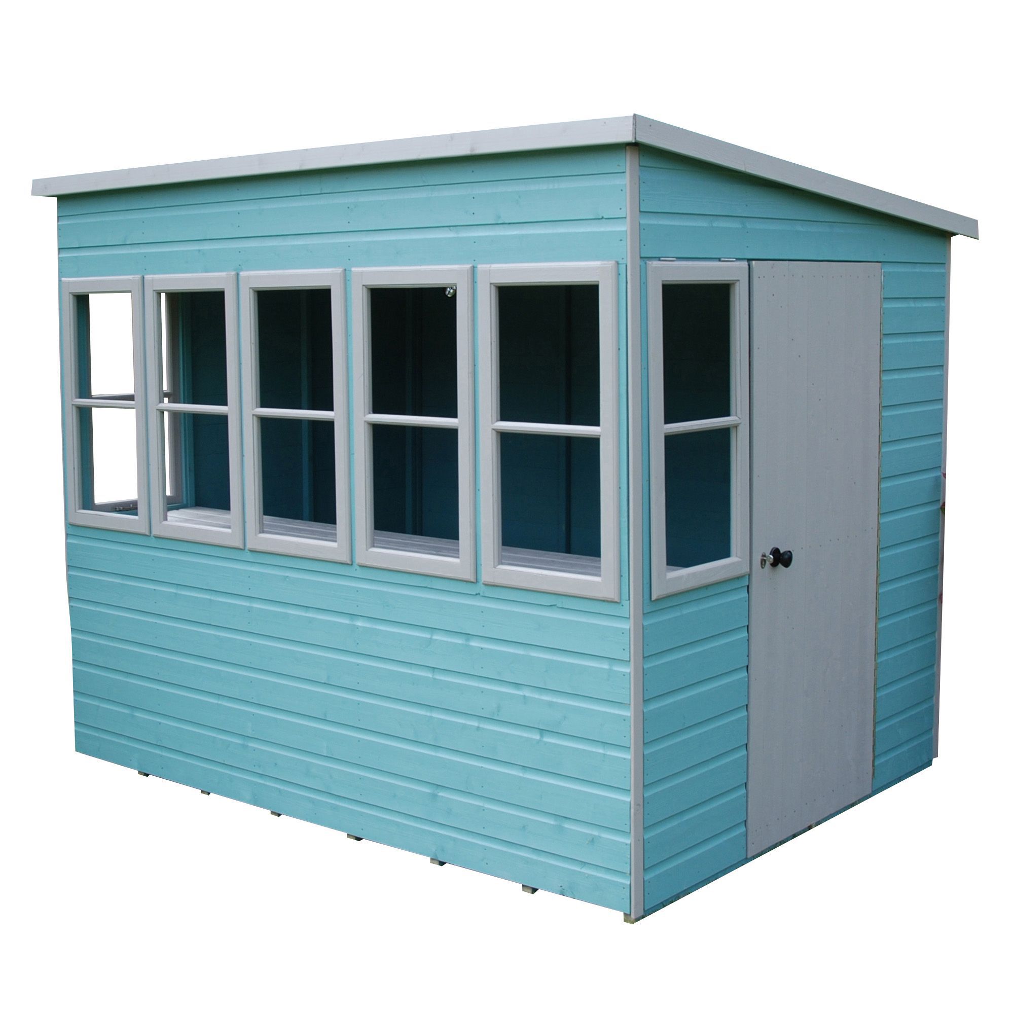 Shire Sun 8x8 ft & 5 windows Pent Wooden Summer house - Assembly service included