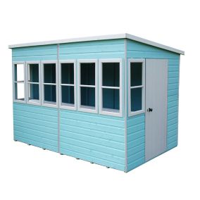 Shire Sun Pent 10x6 ft Pent Shiplap Wooden Shed with floor & 6 windows