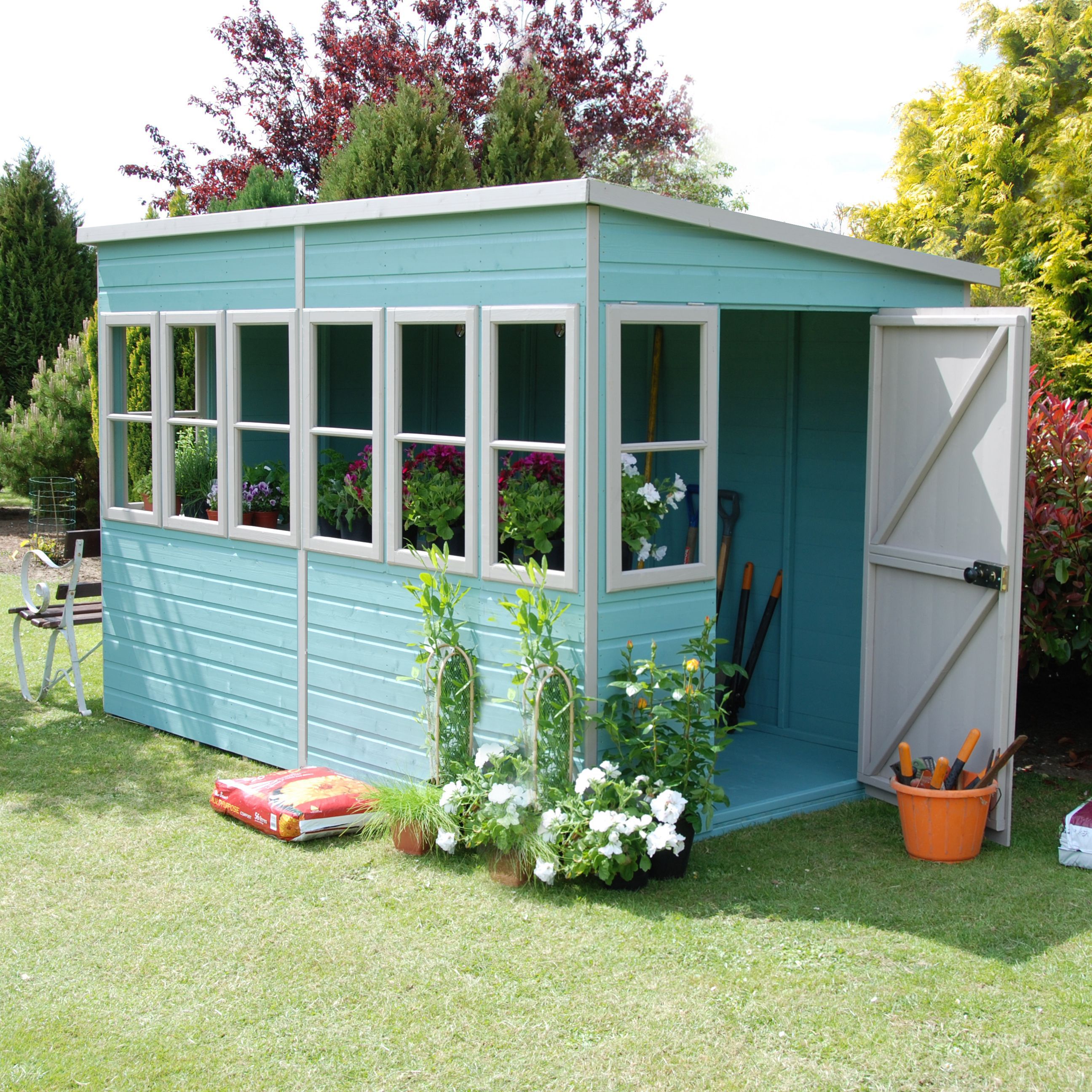 Shire Sun Pent 10x6 Pent Dip Treated Shiplap Wooden Shed With Floor ...