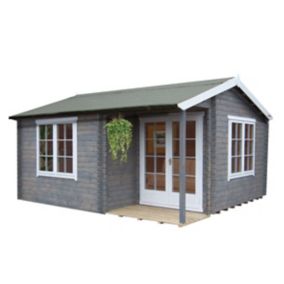 Shire Twyford 14x17 ft Toughened glass Apex Tongue & groove Wooden Cabin with Felt tile roof