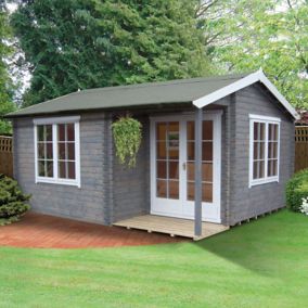 Shire Twyford 14x17 ft Toughened glass Apex Tongue & groove Wooden Cabin