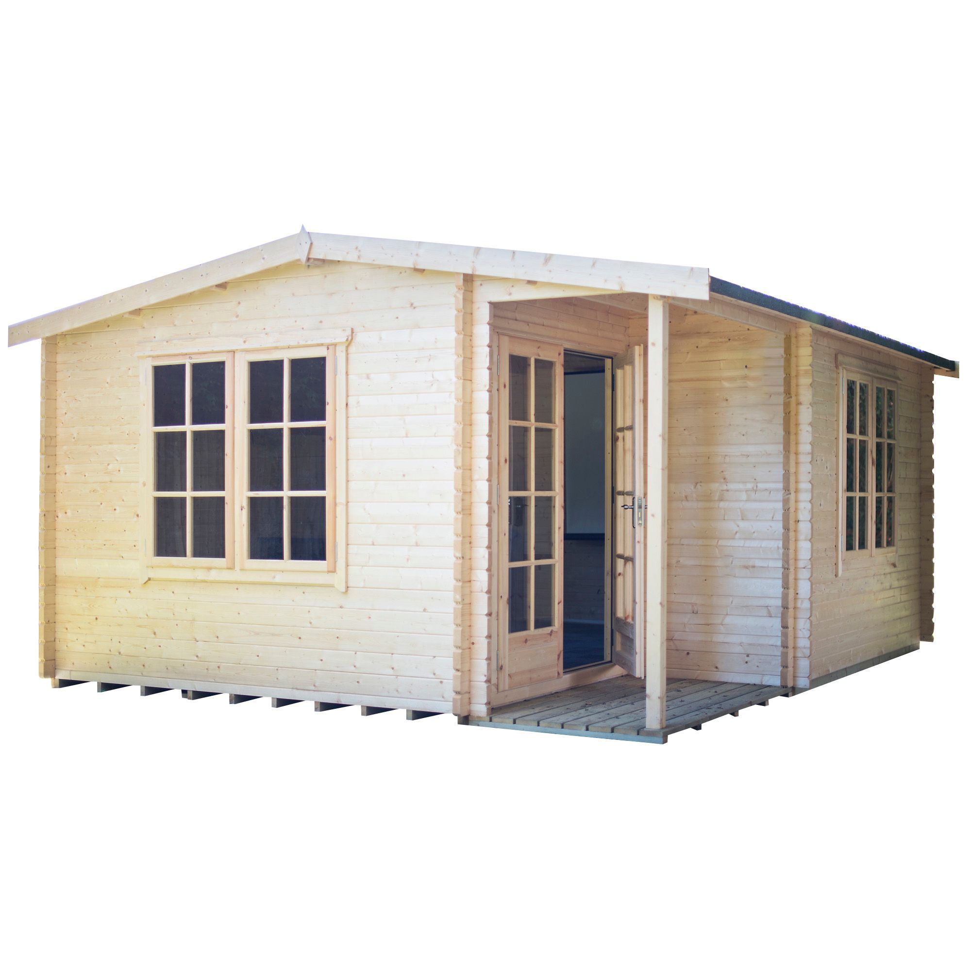 Shire Twyford 16x17 ft & 2 windows Apex Wooden Cabin with Felt tile roof - Assembly service included