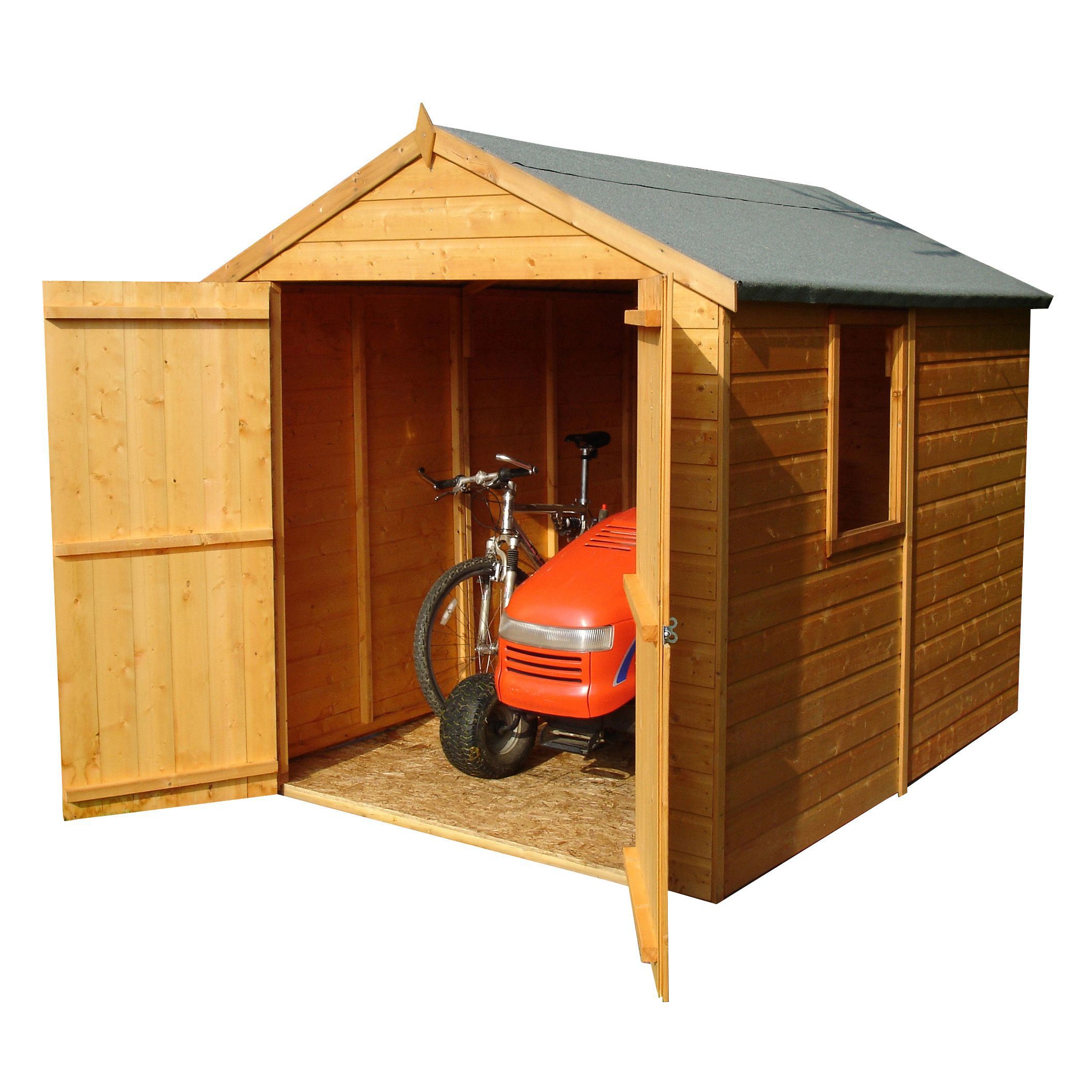 Shire Warwick 8x6 ft Apex Wooden 2 door Shed with floor & 1 window - Assembly service included