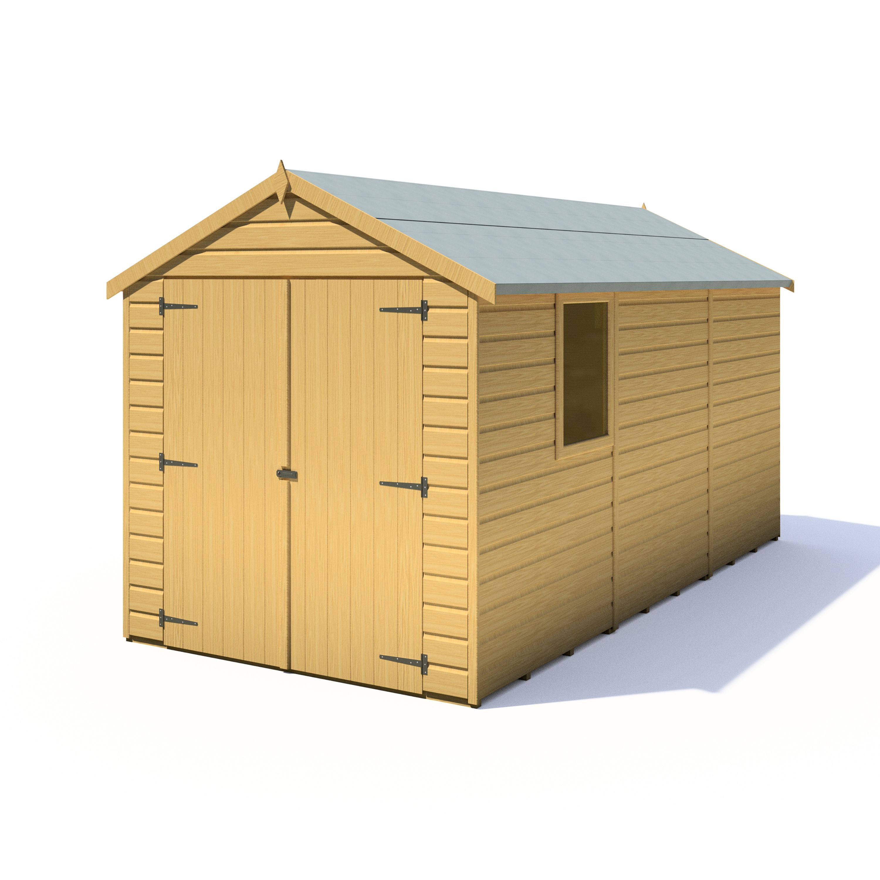Shire Warwick Shiplap 12x6 ft Apex Wooden Dip treated 2 door Shed with floor - Assembly service included