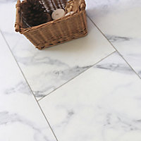 Showhome White Marble effect Luxury vinyl flooring tile Pack of 1