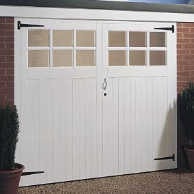 Side hung Glazed Garage door pair, (H)2134mm (W)2134mm