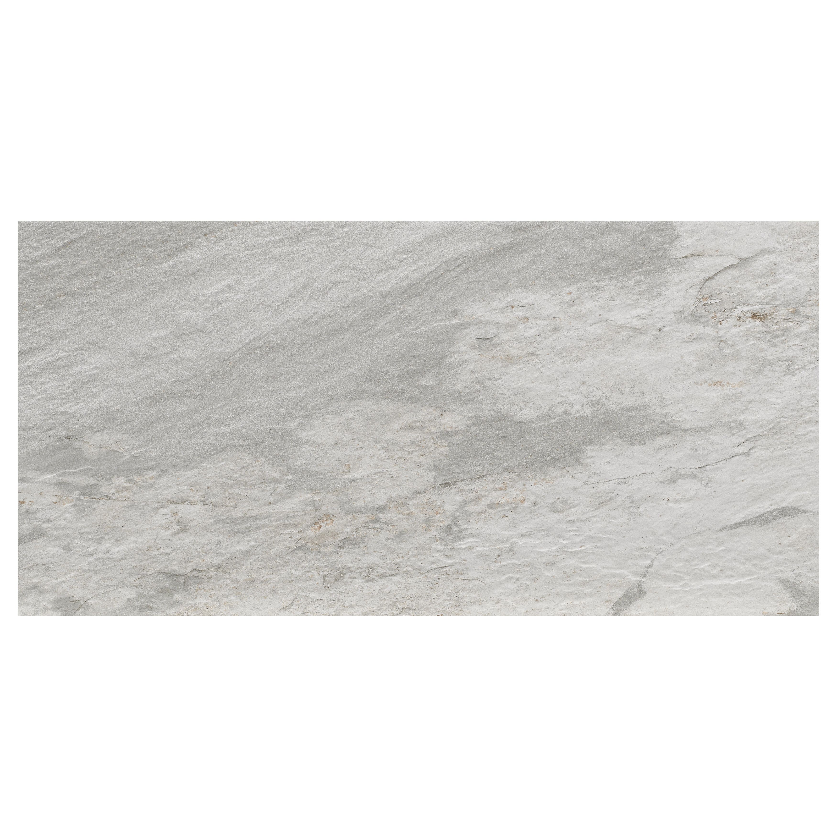 Sierra White Matt Stone effect Porcelain Indoor Wall & floor Tile, Pack of 7, (L)600mm (W)300mm