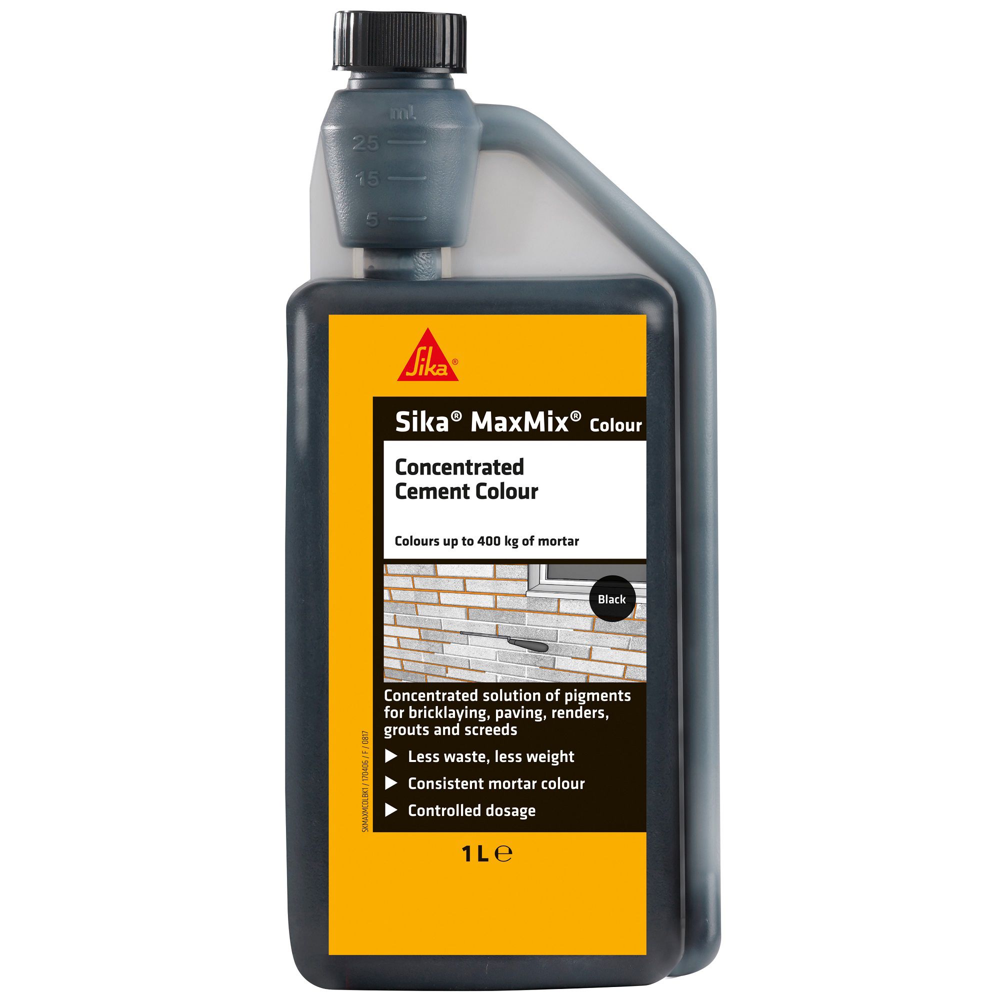 Sika MaxMix Black Concentrated cement colourant, 1L Bottle