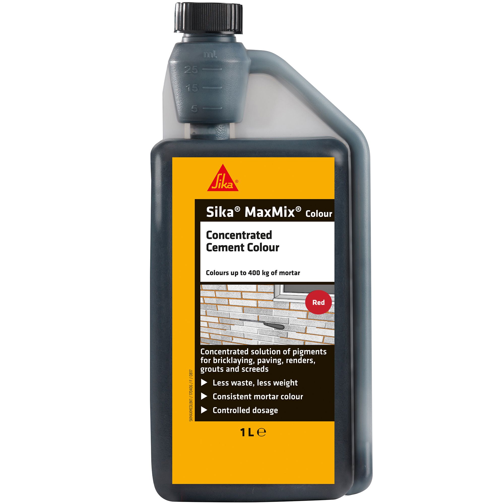 Sika MaxMix Red Concentrated cement colourant, 1L Bottle