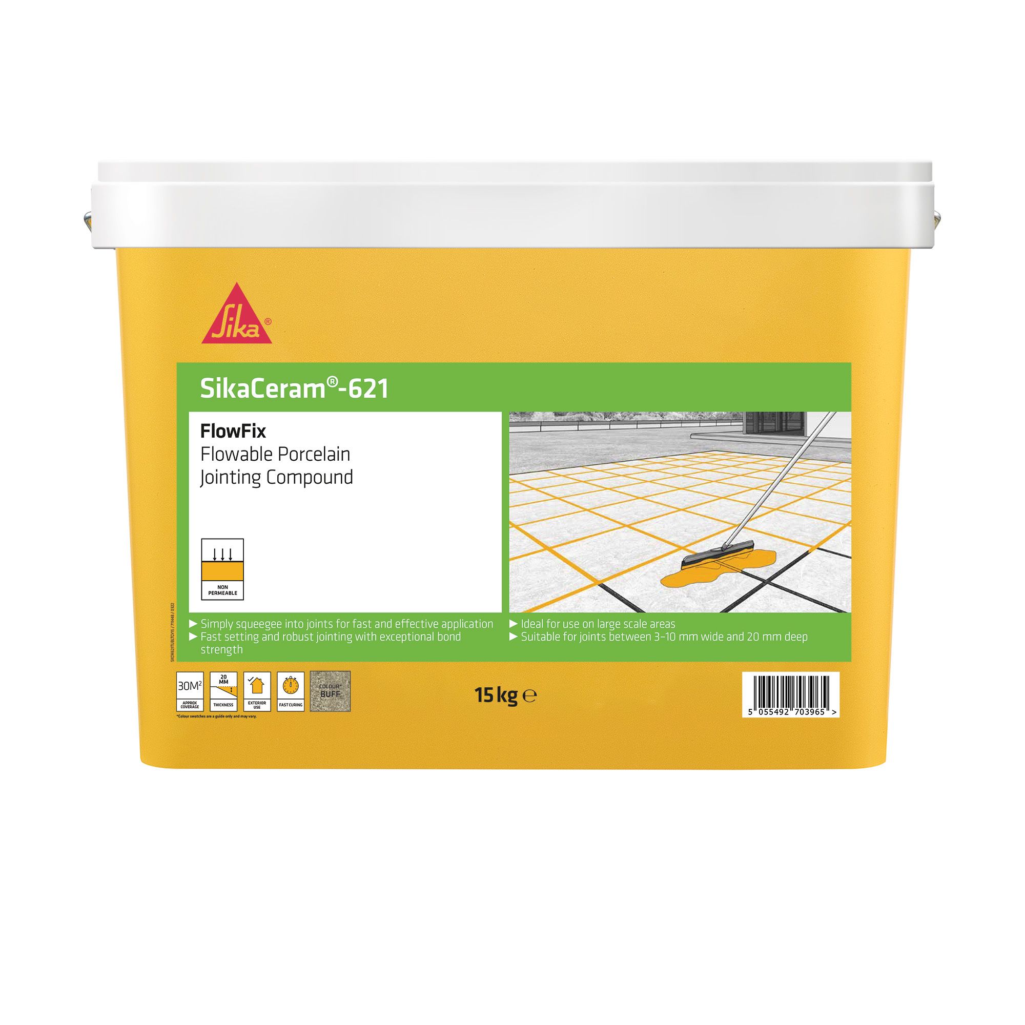 SikaCeram-621 FlowFix Quick dry Buff Jointing compound 15kg Tub