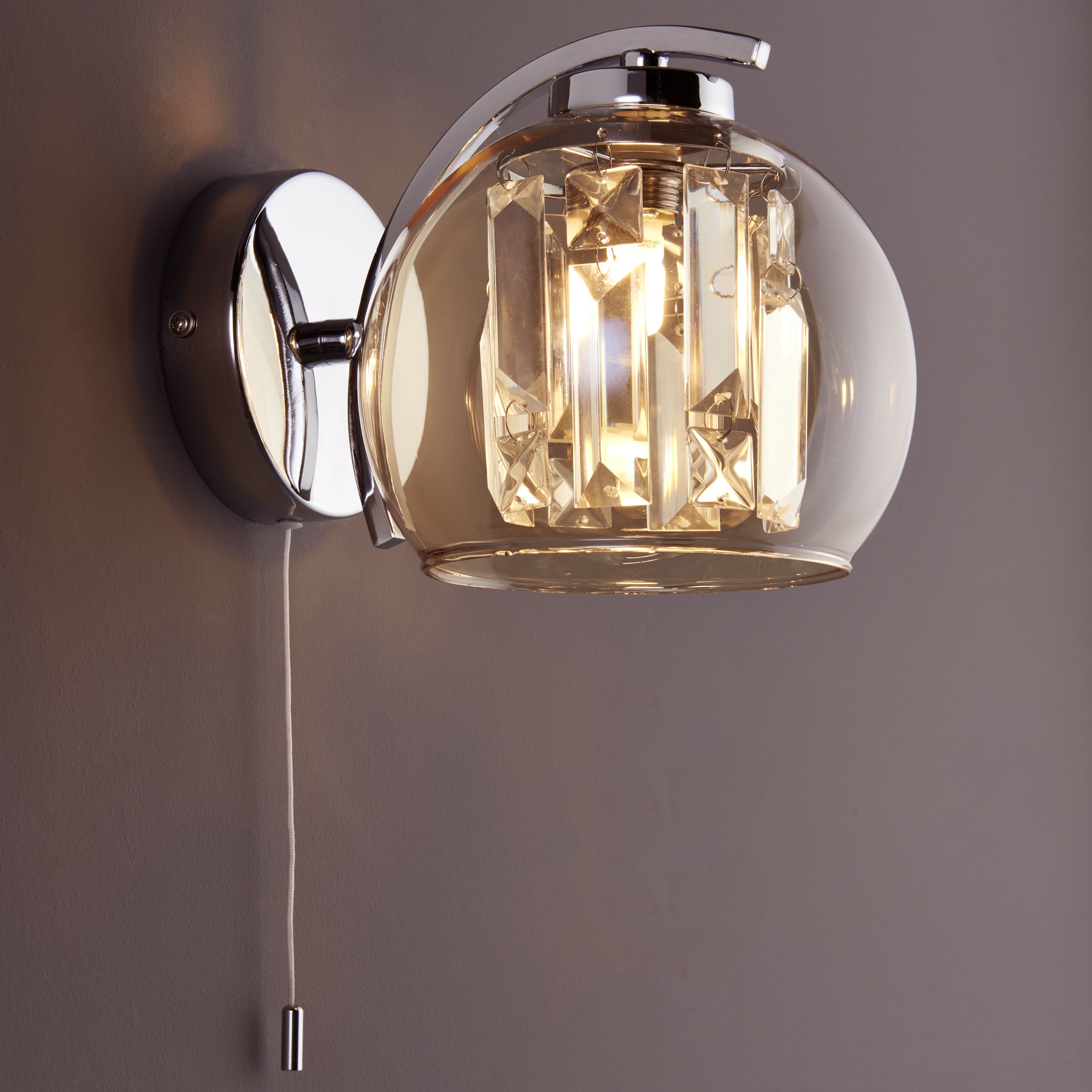 Silas Contemporary Chrome effect Wall light