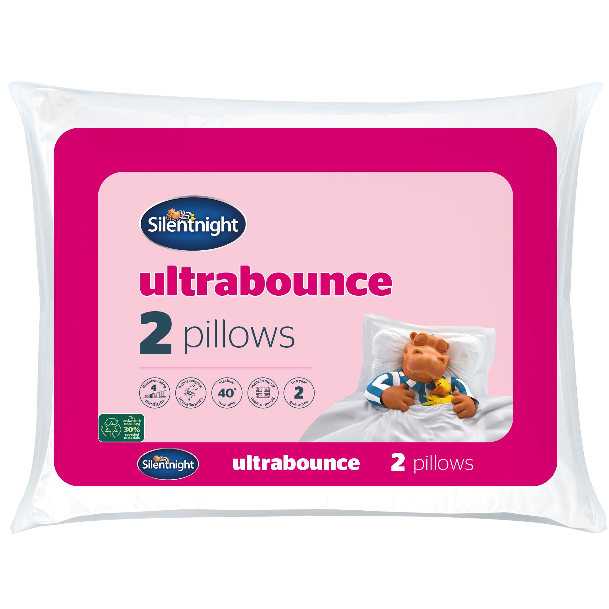 Silentnight Ultrabounce Medium Hypoallergenic Pillow, Pair