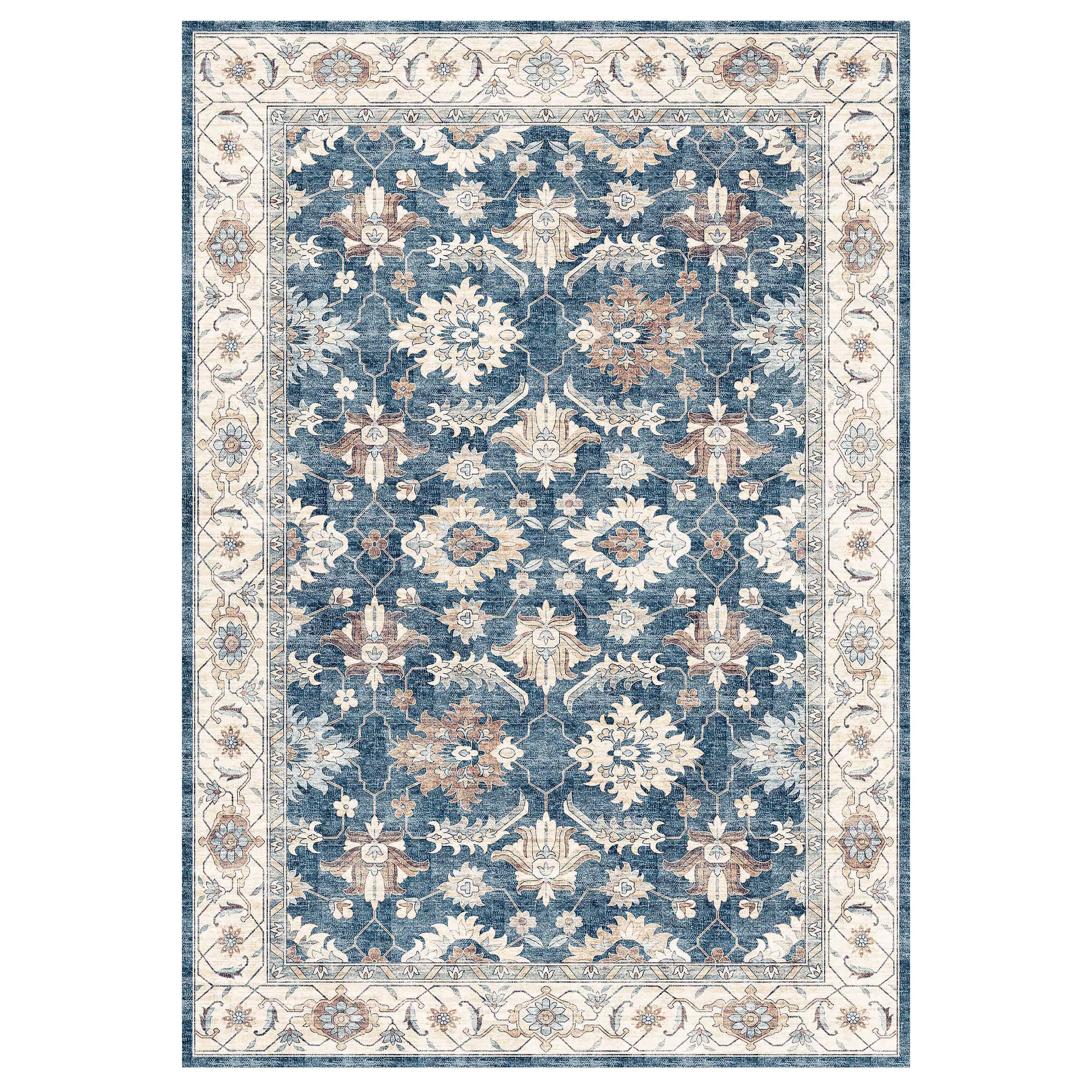 Silk Road Blue Jurdar Medium Rug, (L)160cm x (W)120cm