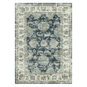 Silk Road Blue Perla Medium Rug, (L)160cm x (W)120cm