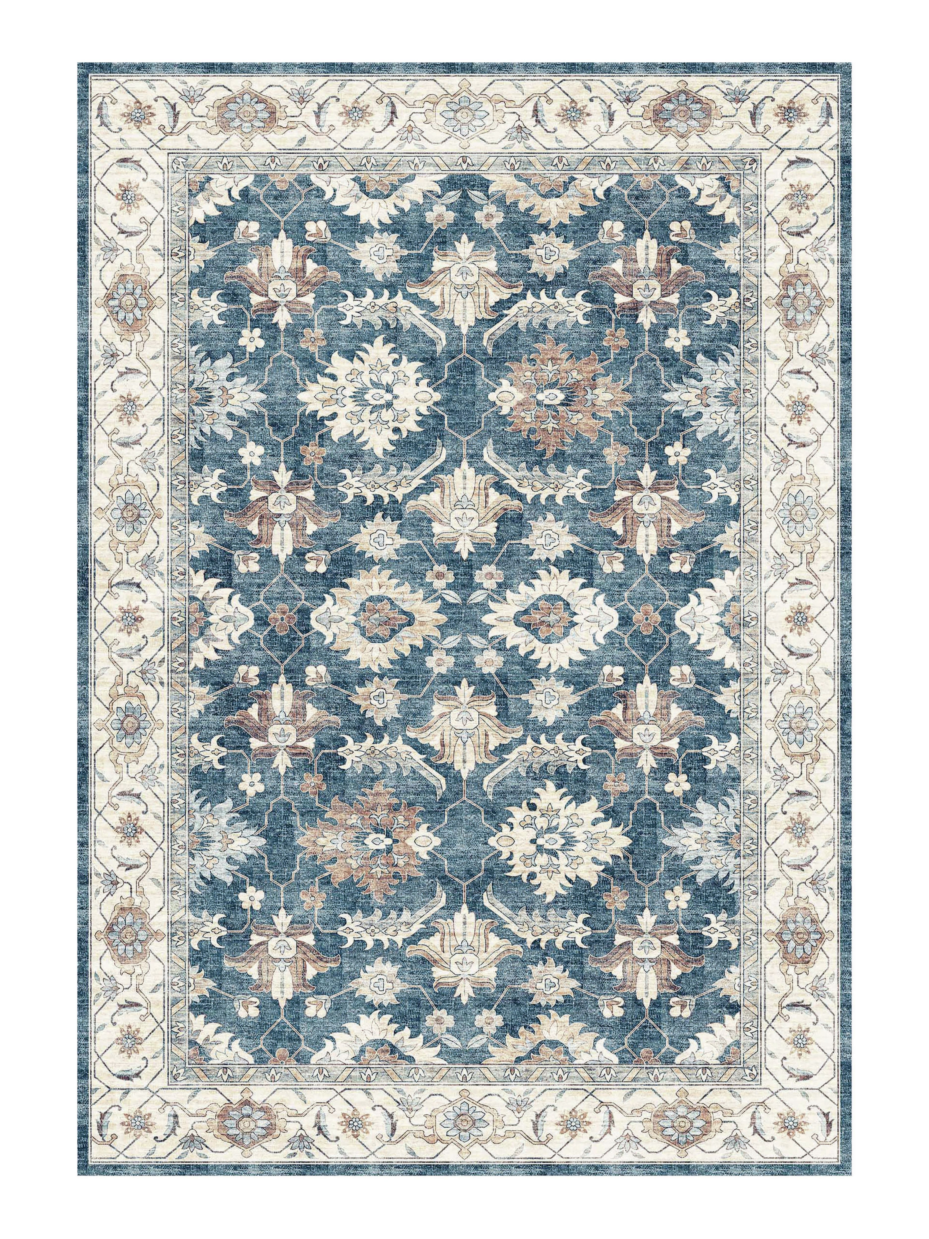Silk Road Blue Traditional Large Rug, (L)230.3cm x (W)160cm