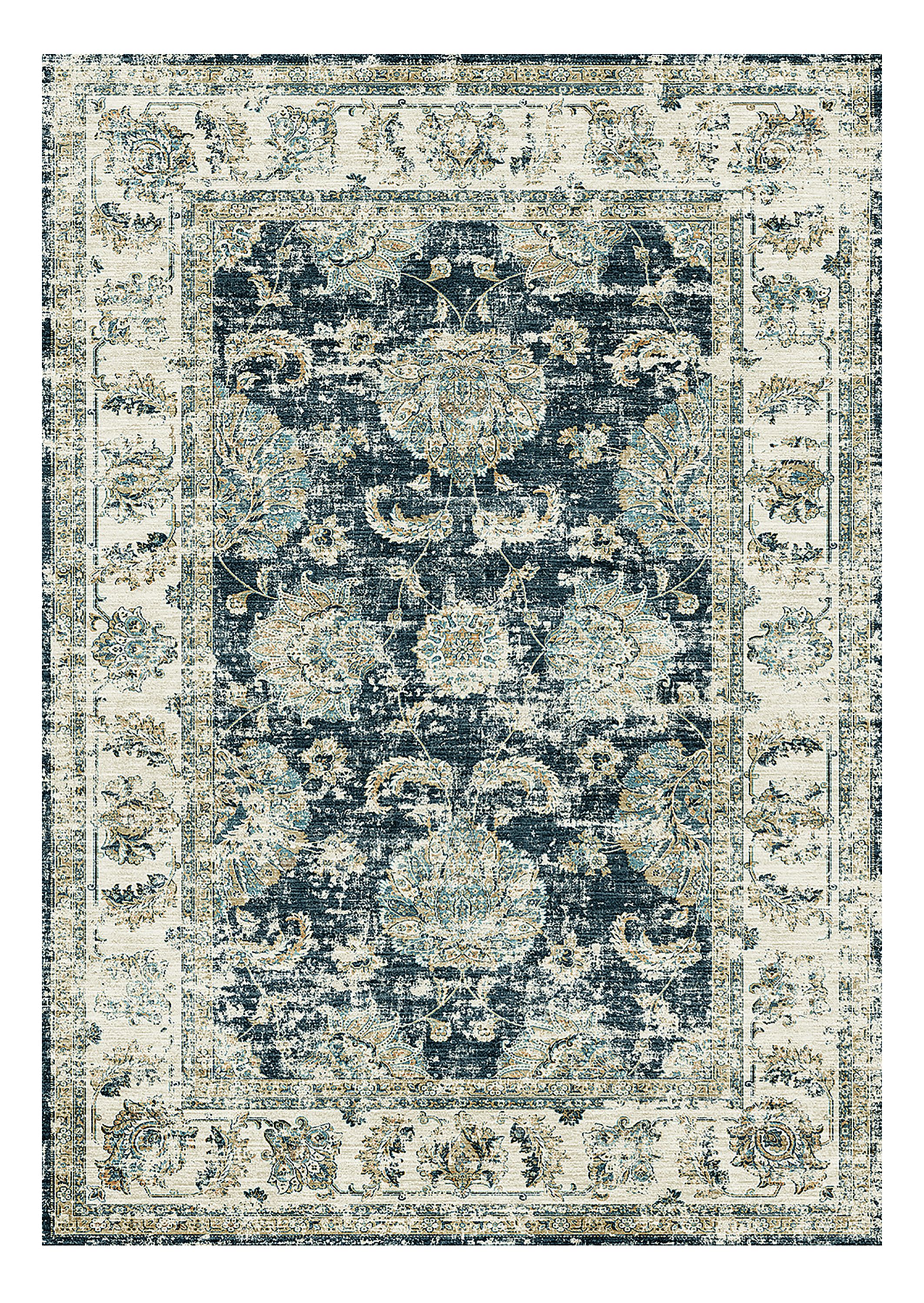 Silk Road Blue Traditional Large Rug, (L)230cm x (W)160cm