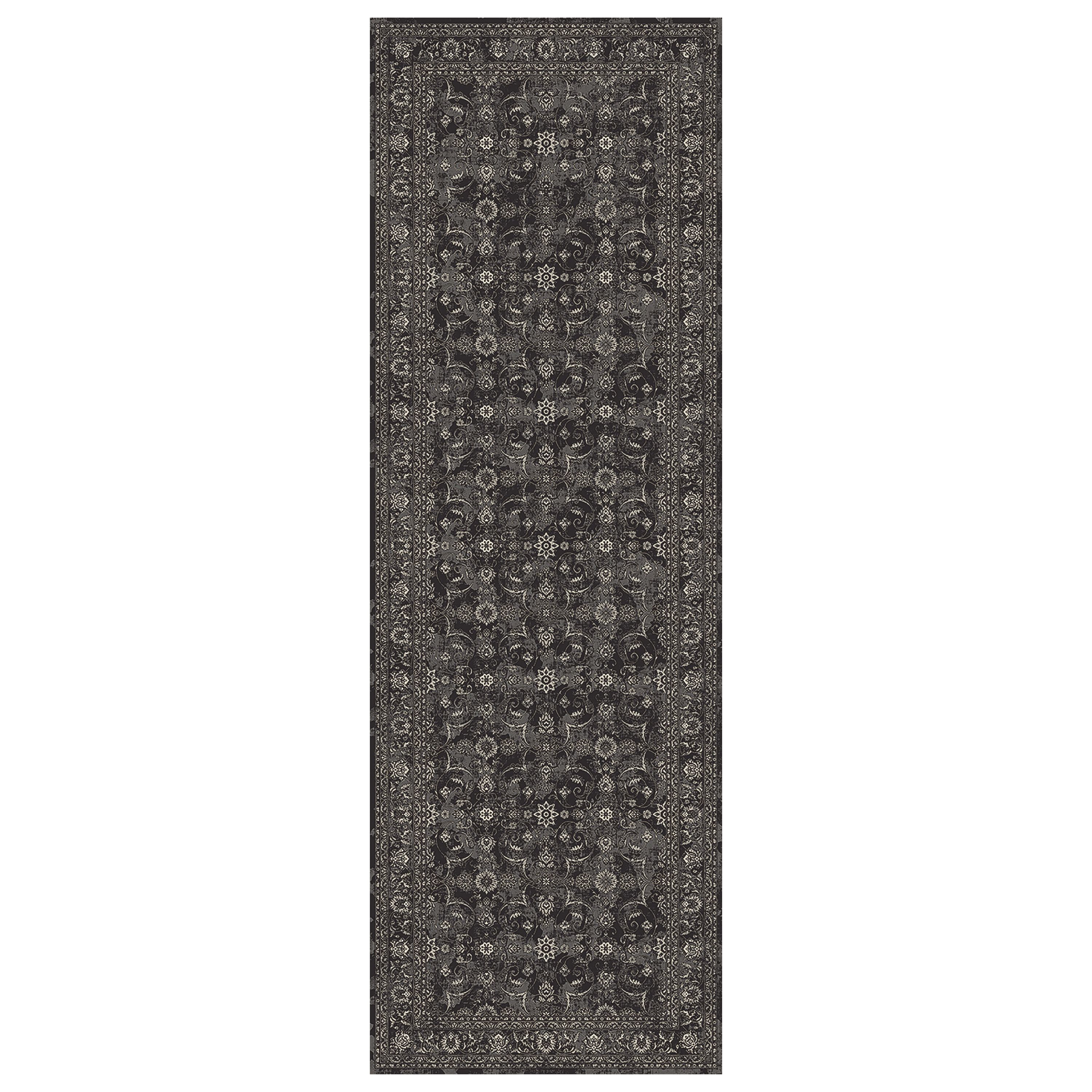 Silk Road Charcoal Nuza Medium Runner, (L)180cm x (W)60cm