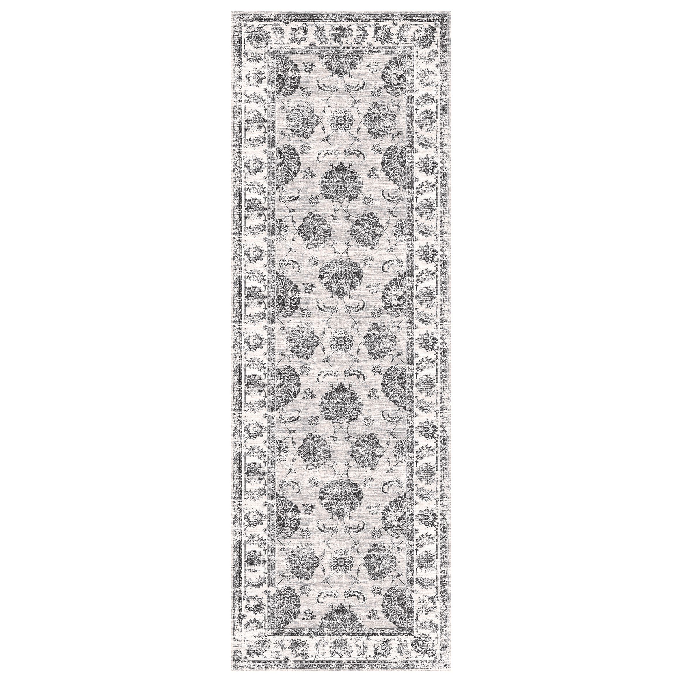 Silk Road Grey Sulus Medium Runner, (L)180cm x (W)60cm