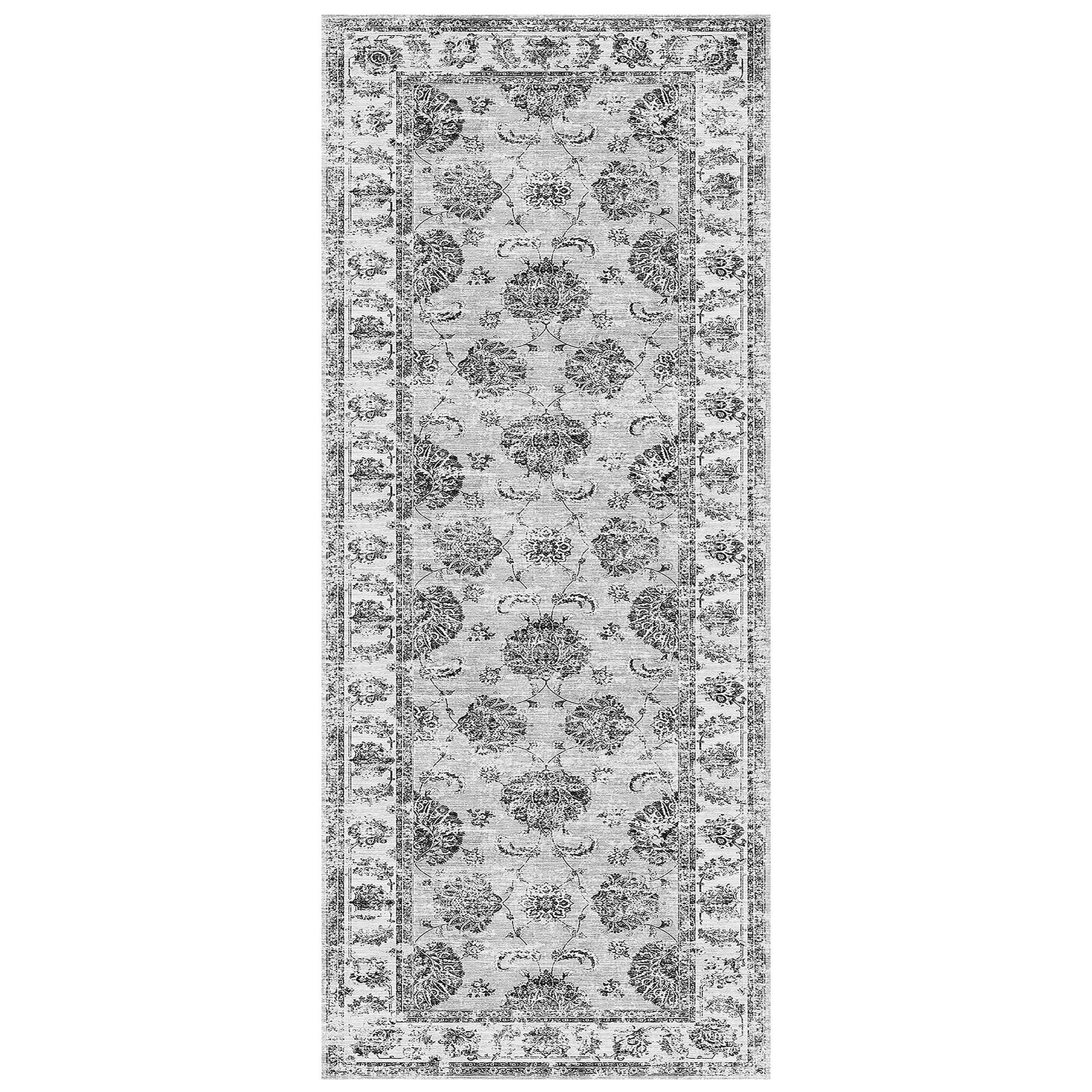 Silk Road Grey Sulus Medium Runner, (L)180cm x (W)60cm