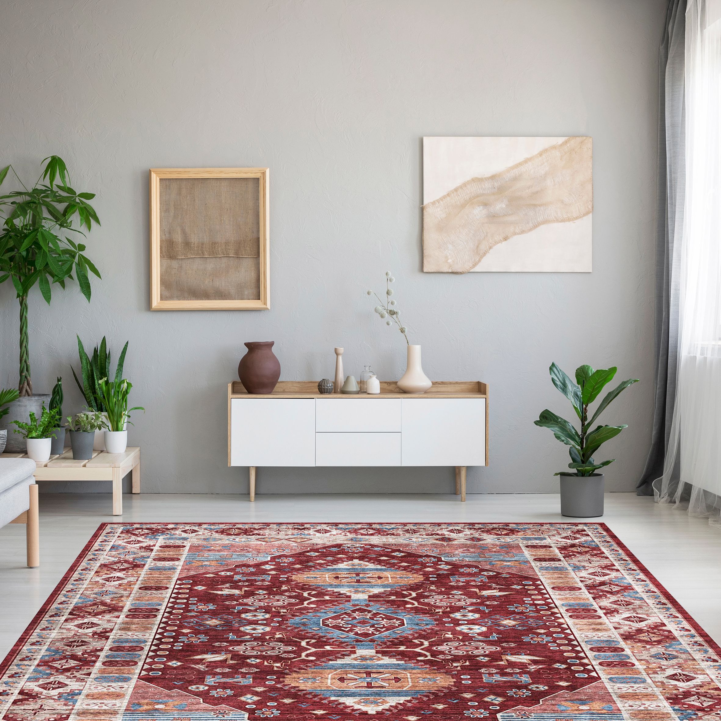 Silk Road Red Traditional Large Rug, (L)230.1cm x (W)160cm