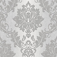 Silk Silver effect Wallpaper