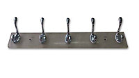 Silver Chrome effect 5 Hook rail, (L)438mm (H)72mm