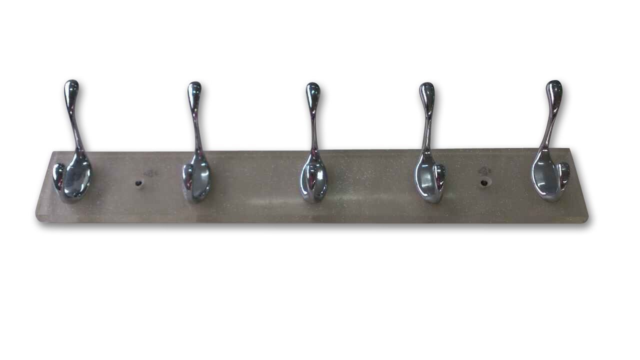 Silver Chrome effect 5 Hook rail, (L)438mm (H)72mm