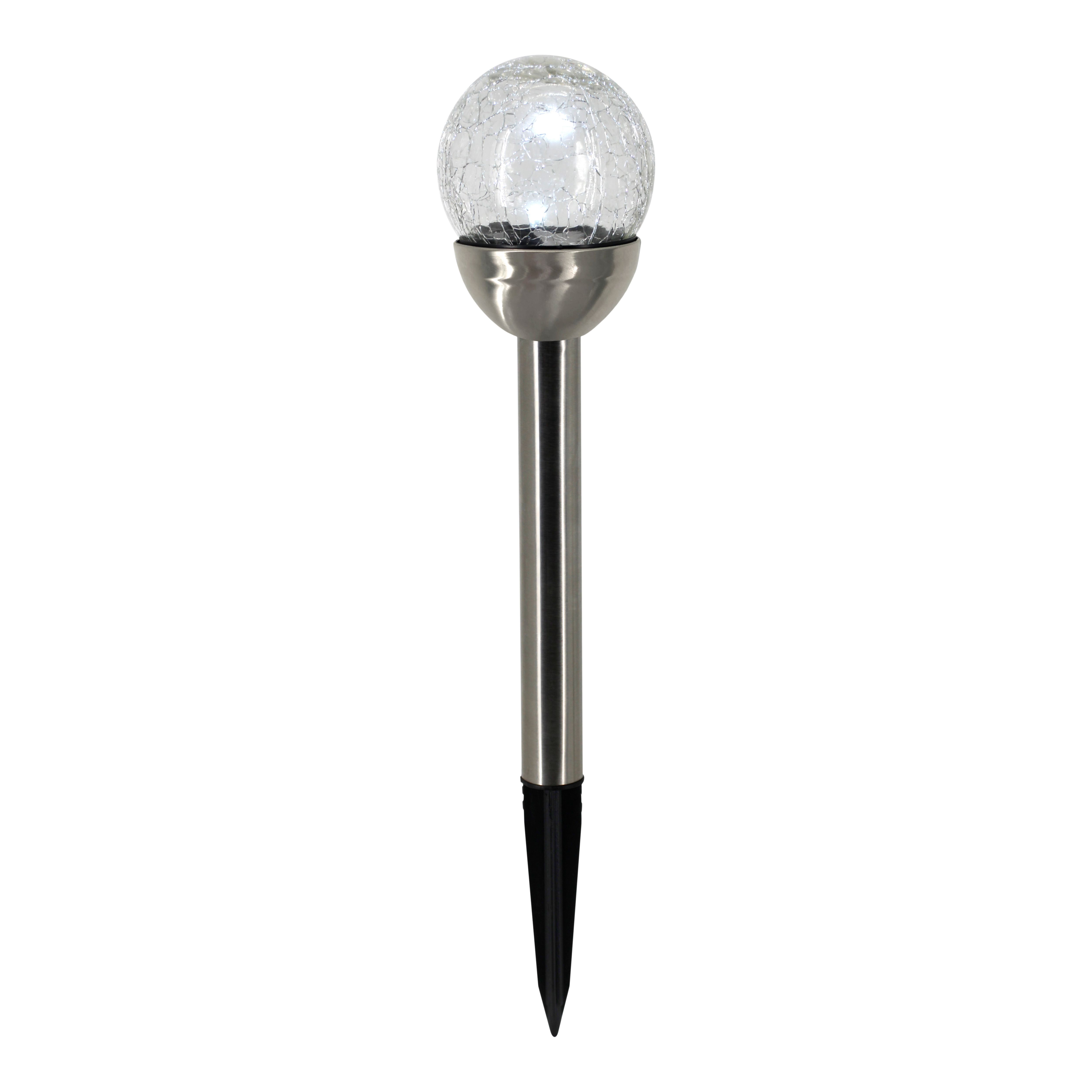 Silver & clear Crackle effect Solar-powered Integrated LED Outdoor Stake light