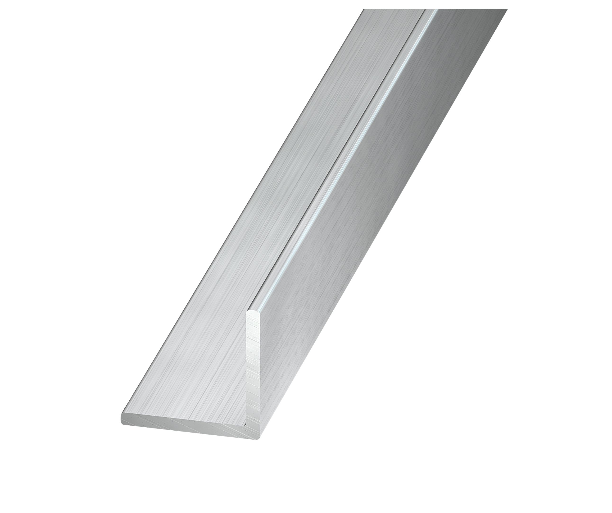 Silver effect Aluminium Equal Lshaped Angle profile, (L)2.5m (W)15mm