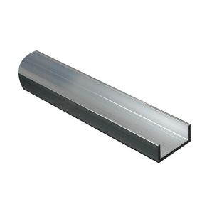 Silver effect Aluminium Equal U-shaped Angle profile, (L)1m (W)15mm (T)1.5mm