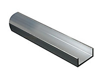 Silver effect Aluminium Equal U-shaped Angle profile, (L)1m (W)15mm