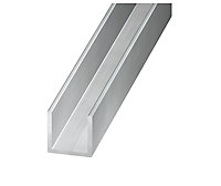 Silver effect Aluminium Equal U-shaped Channel, (L)2m (W)20mm