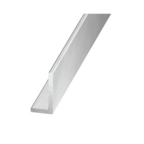 Silver effect Aluminium Unequal L-shaped Angle profile, (L)2.5m (W)15mm