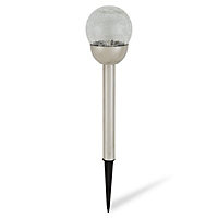 Silver effect Crackled ball Solar-powered LED Outdoor Spike light, Pack of 3