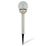 Silver effect Crackled ball Solar-powered LED Outdoor Spike light, Pack of 3
