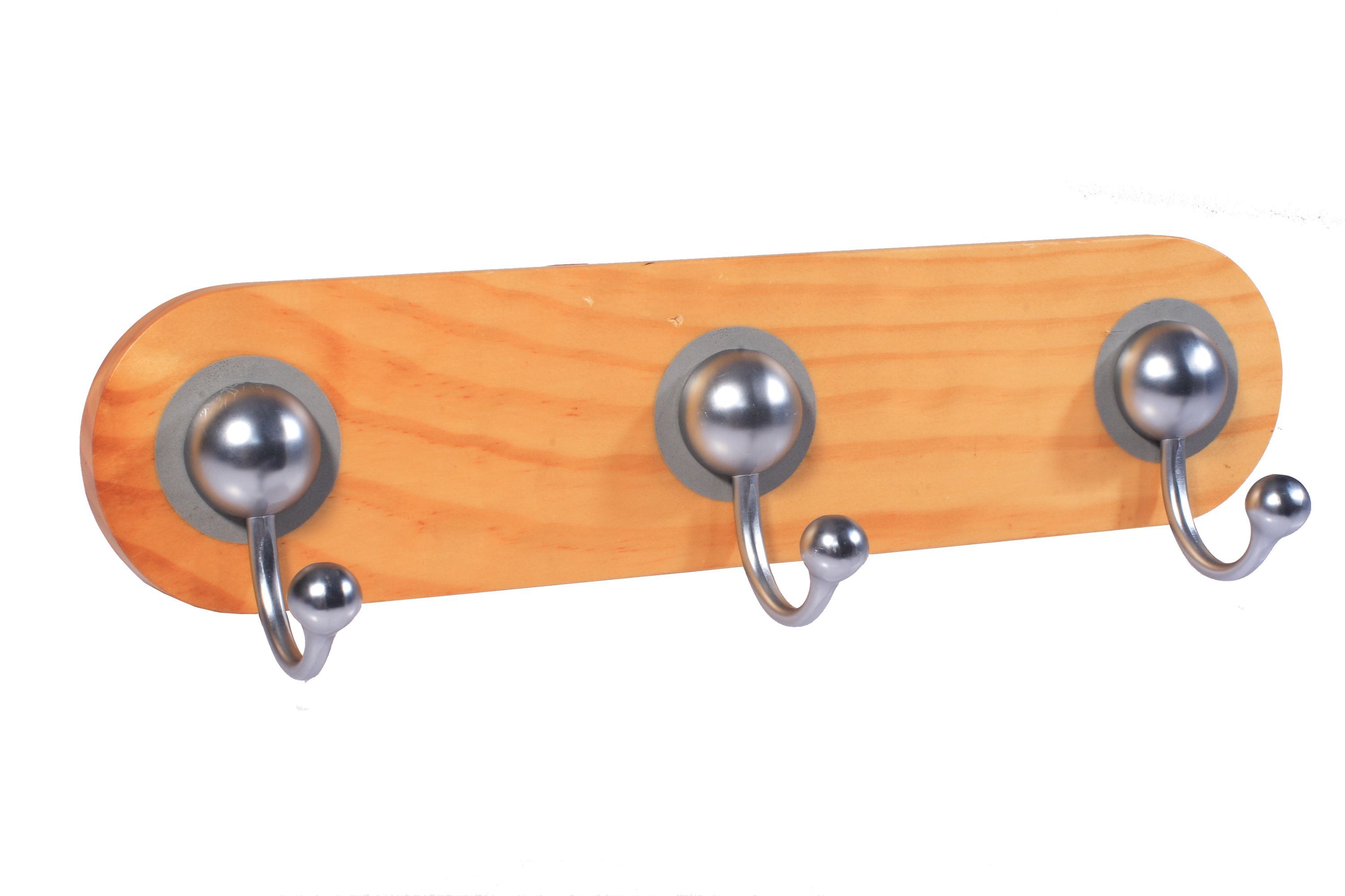 Silver effect Pine 3 Hook rail, (L)297mm (H)70mm